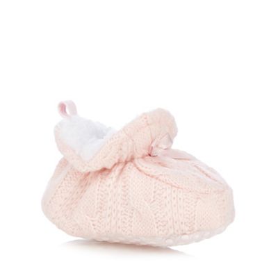 Baby girls' pink knitted booties